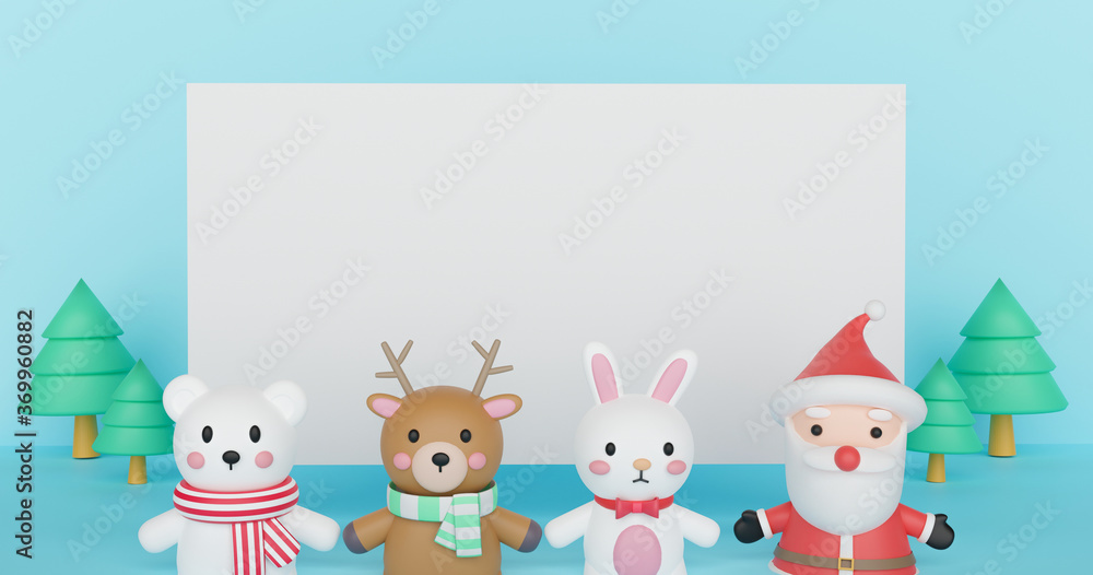 
Merry Christmas ,  Christmas celebrations with Santa clause and friend  with space for text  . 3d rendering .