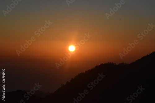 Beautiful sunset and mountains in nainital © BalamSingh