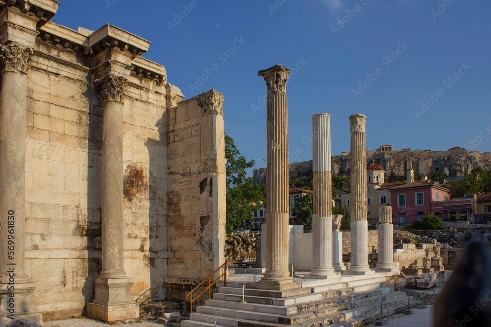 Hadrian's library ruins in Athens city centre