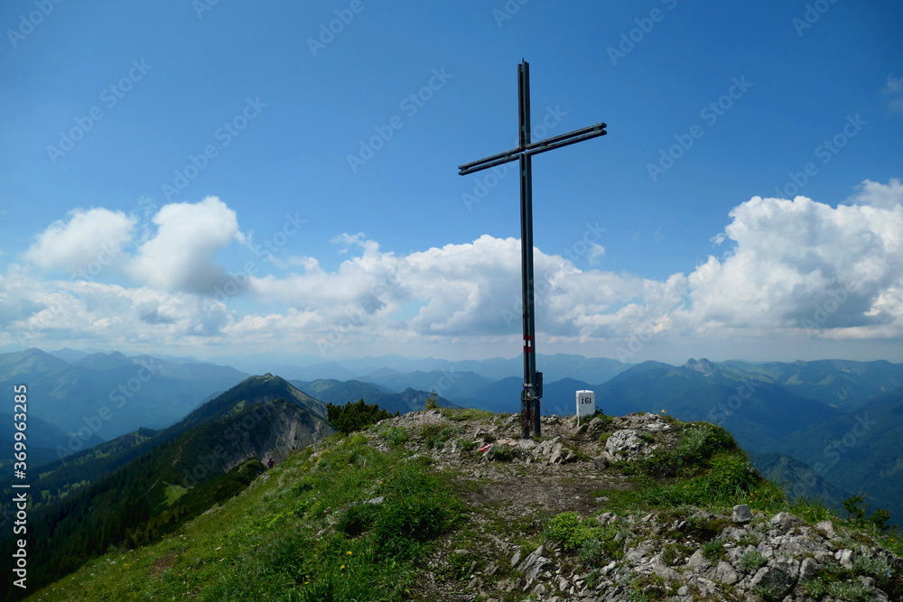 cross on the summit of Halserspitz, bavaria cross on the summit of Halserspitz, bavaria