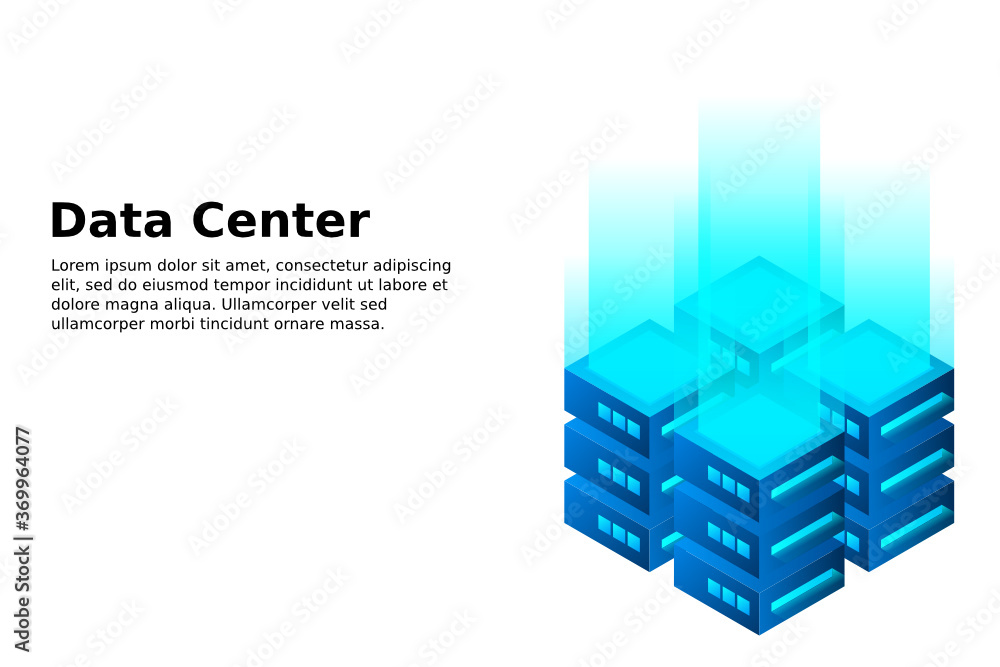 Datacenter isometric vector illustration. Abstract 3d hosting server or data center room background. Network or mainframe infrastructure website header layout. Computer storage or farming workstation. Datacenter isometric vector illustration. Abstract 3d hosting server or data center room background. Network or mainframe infrastructure website header layout. Computer storage or farming workstation.