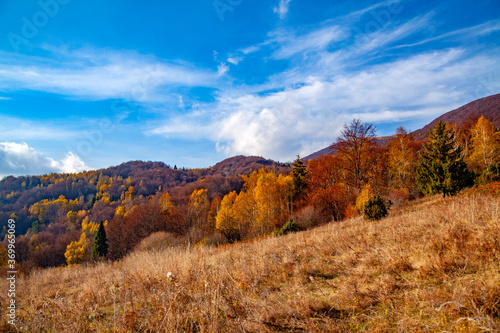 Landscape of autumnal peaks of the Carpathians.