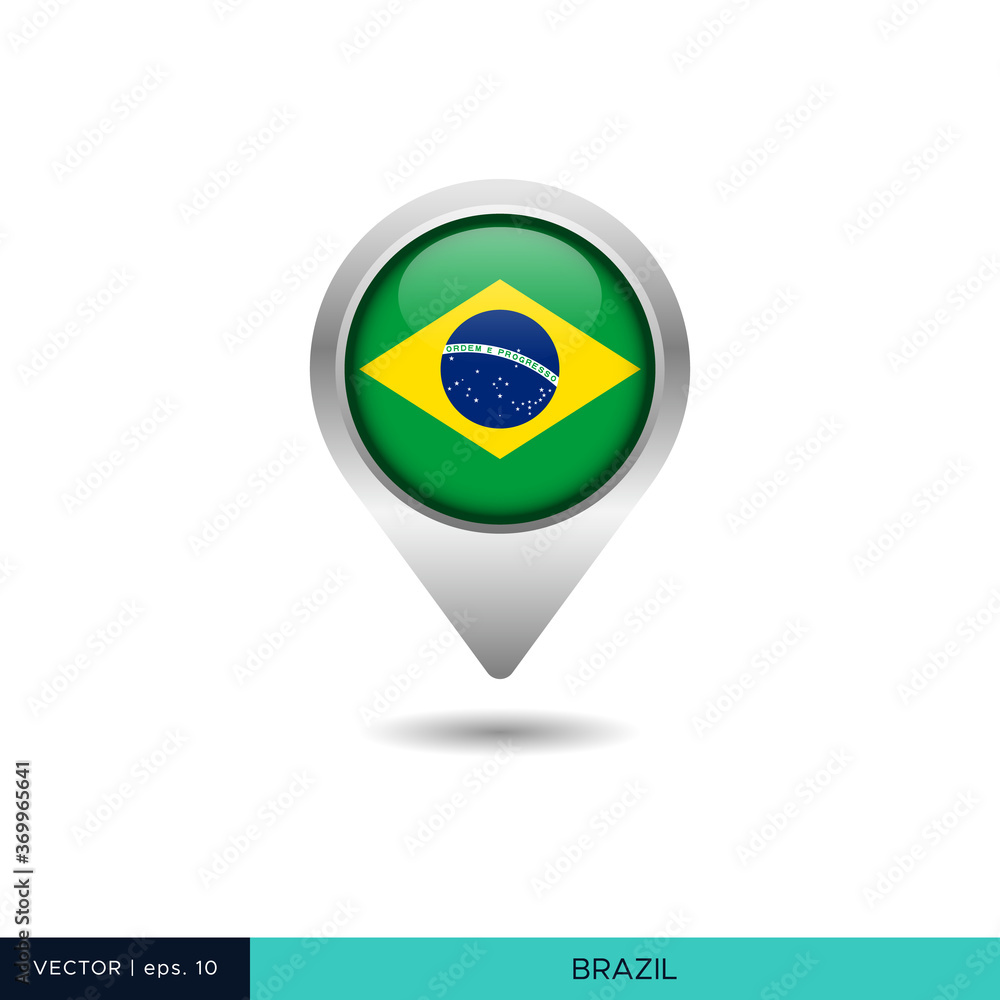 Fototapeta premium Brazil flag map pin vector design template