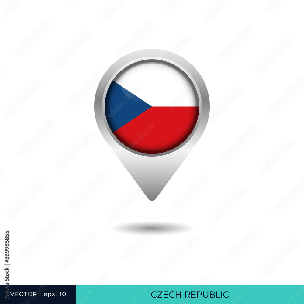 Czech Republic flag map pin vector design template Czech Republic flag map pin vector design template