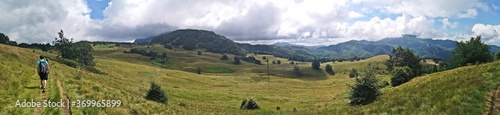 Mountain landscape with clouds - Gutai mountains , Maramures, Creasta Cocosului, Cock's comb