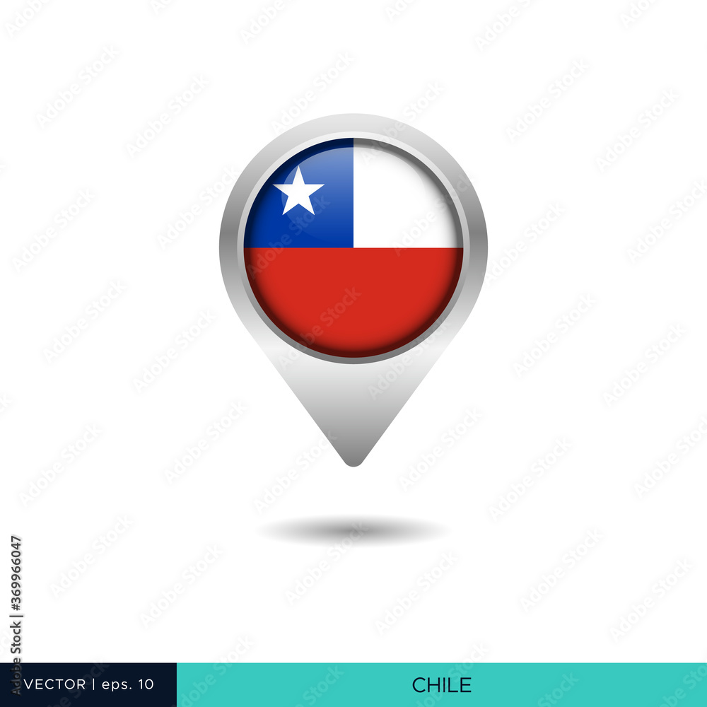 Fototapeta premium Chile flag map pin vector design template