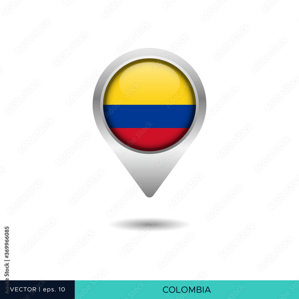 Colombia flag map pin vector design template Colombia flag map pin vector design template