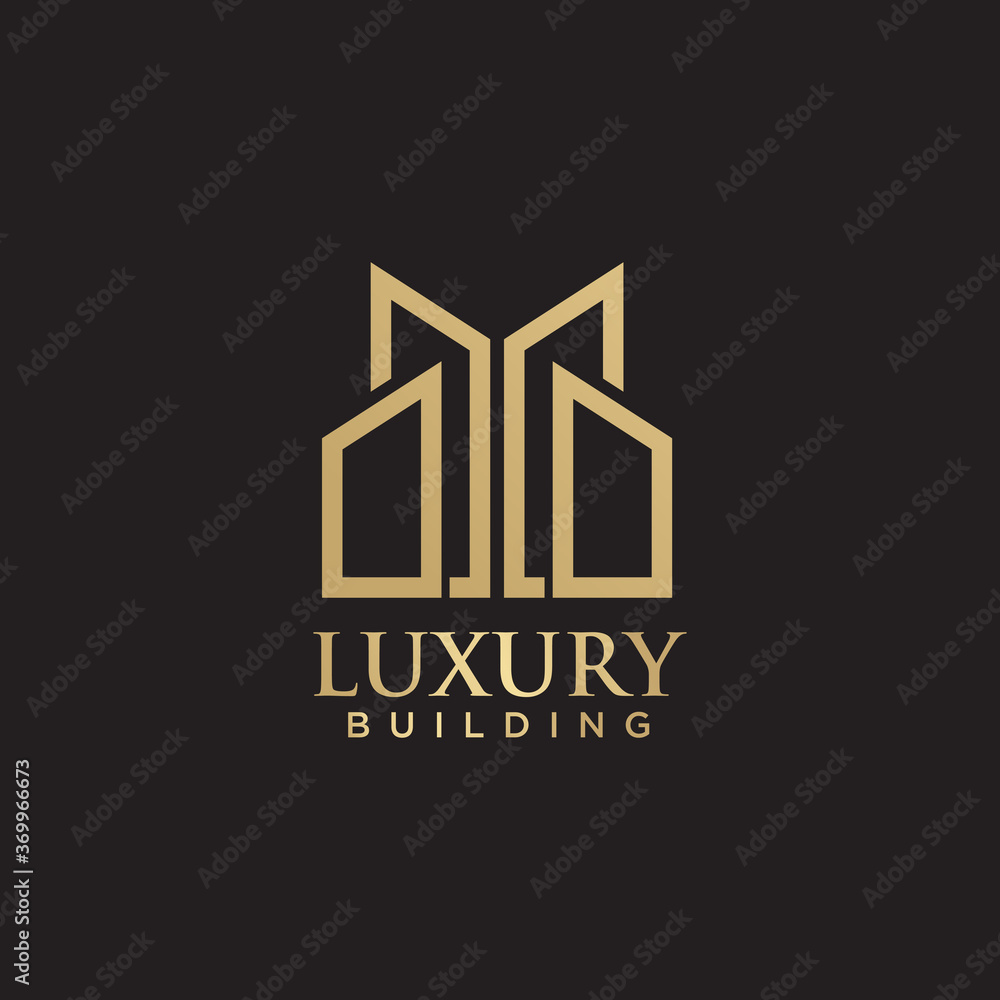 Luxury building logo design with gold color Luxury building logo design with gold color