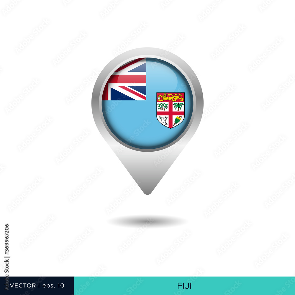 Fiji flag map pin vector design template Fiji flag map pin vector design template