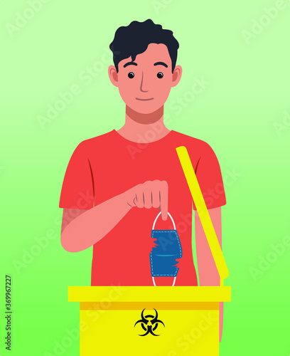 Disposing face masks.
Dispose of medical masks.