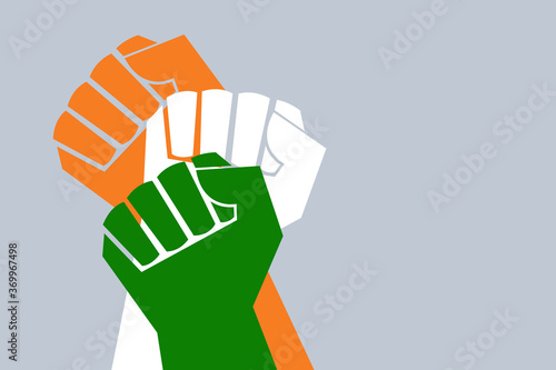 Fists in three colours of Indian flag