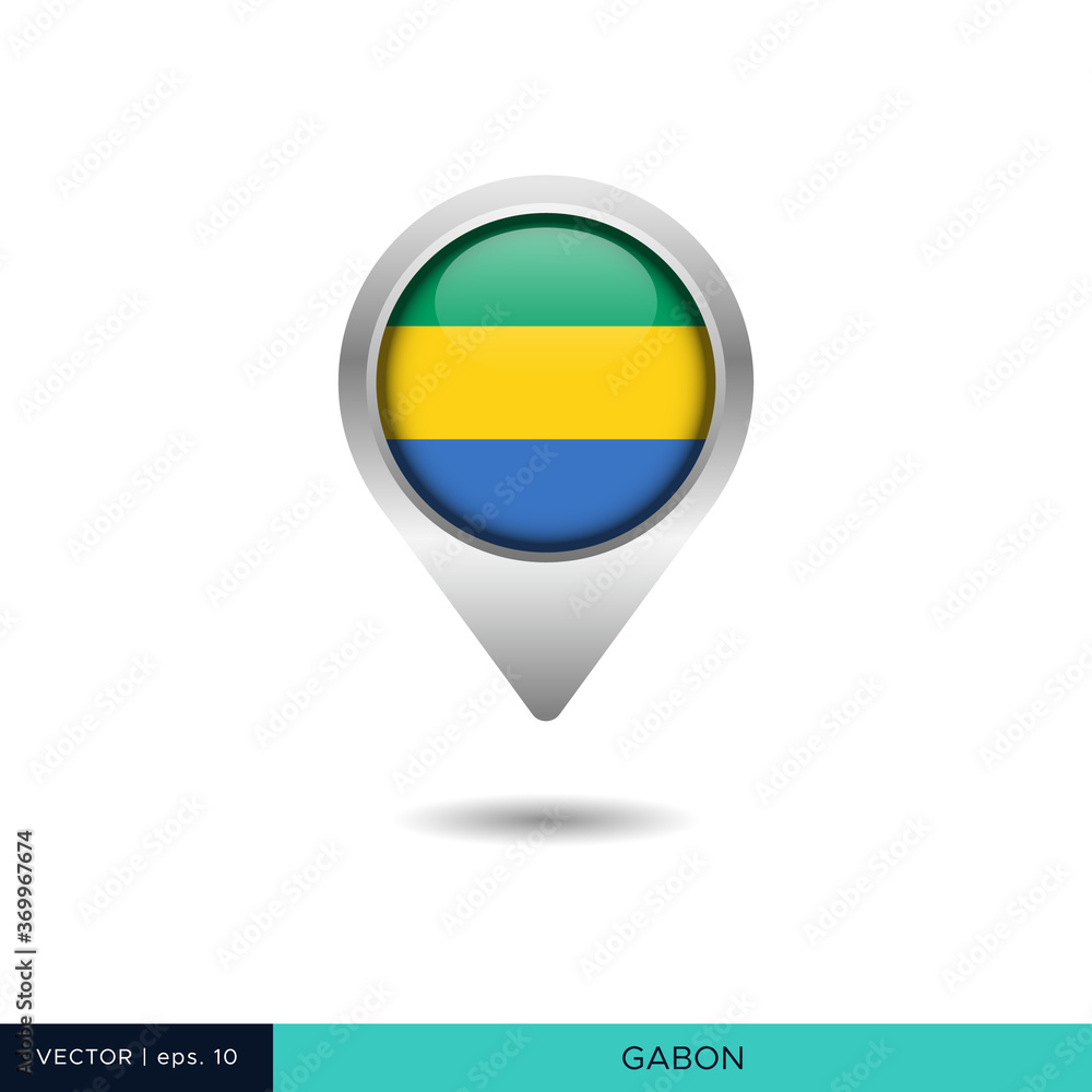 Gabon flag map pin vector design template Gabon flag map pin vector design template