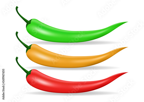 Red, green, and yellow hot chili pepper