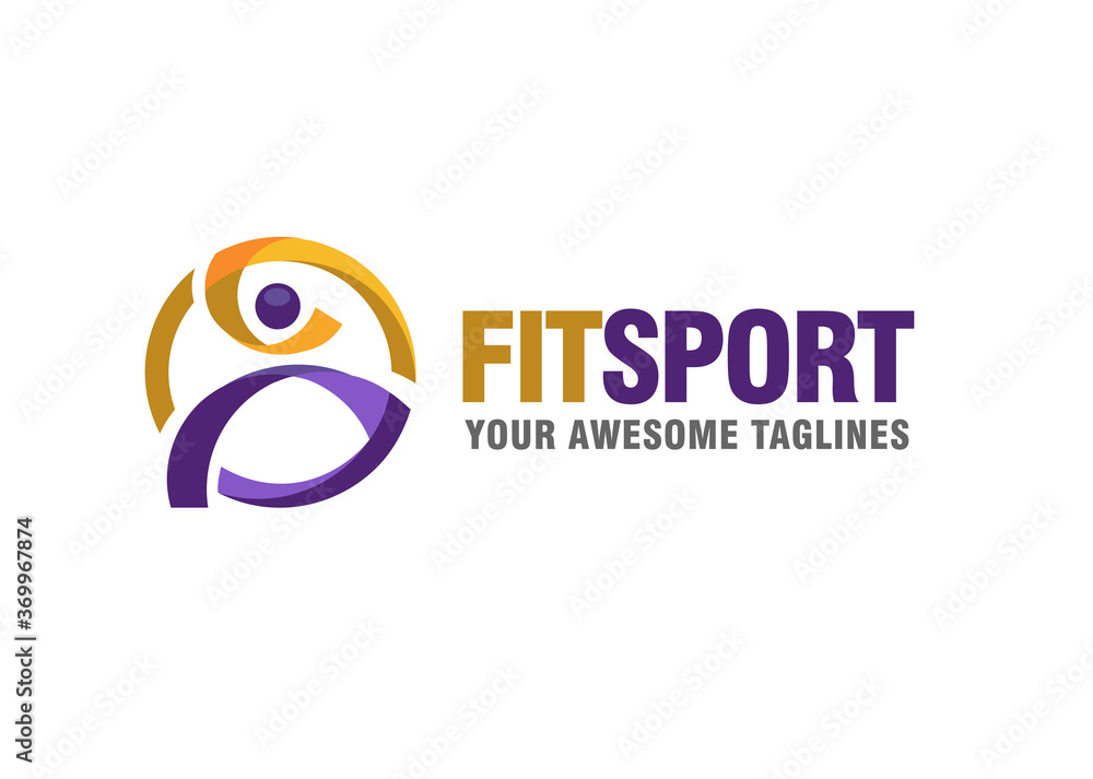 Fitness human logo design on white background. Sport people concept icon logo sign. Active man creative symbol. Vector illustration. Fitness human logo design on white background. Sport people concept icon logo sign. Active man creative symbol. Vector illustration.