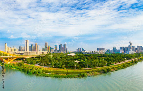 Aerial scenery of Dongping new town  Foshan City  Guangdong Province  China