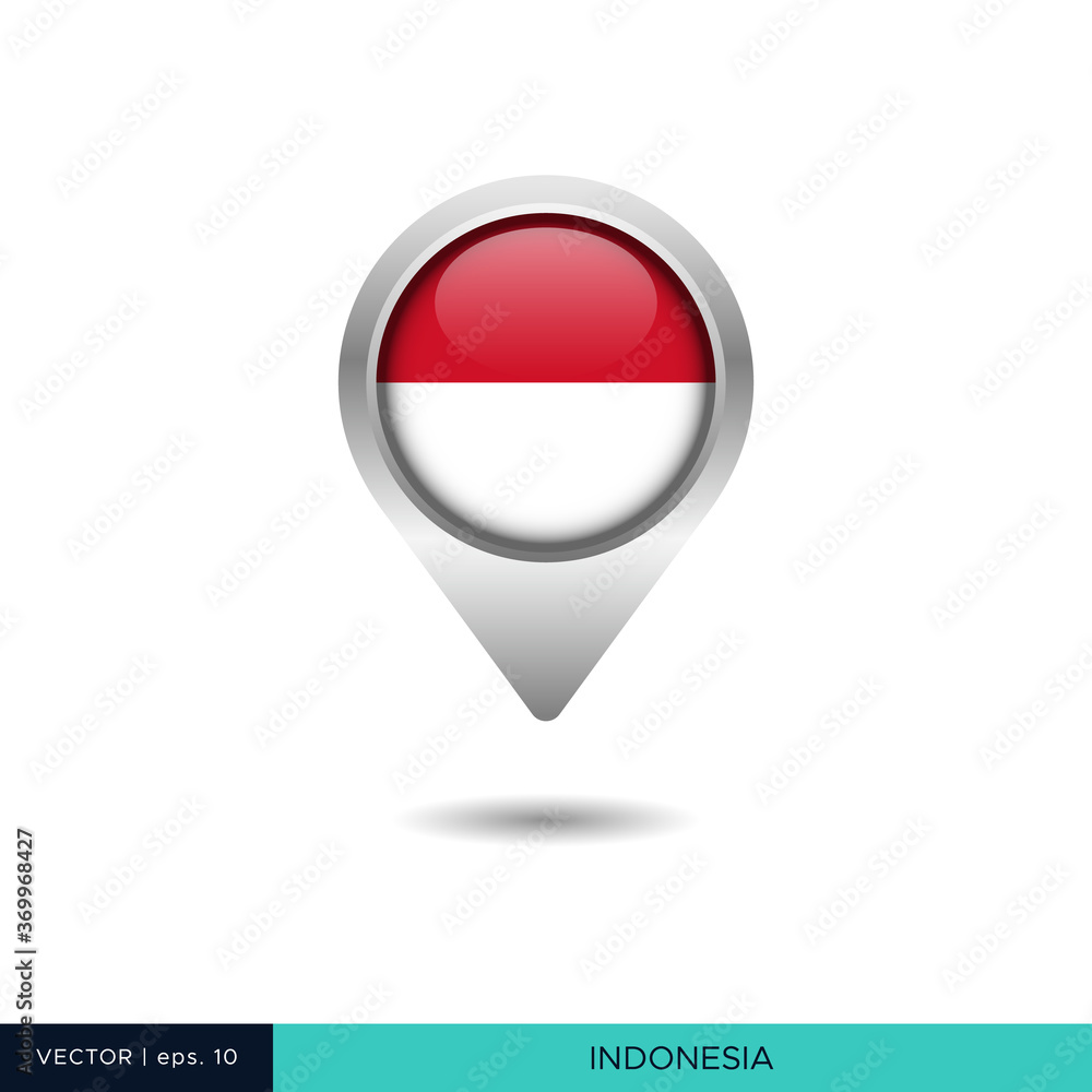 Indonesia flag map pin vector design template Indonesia flag map pin vector design template