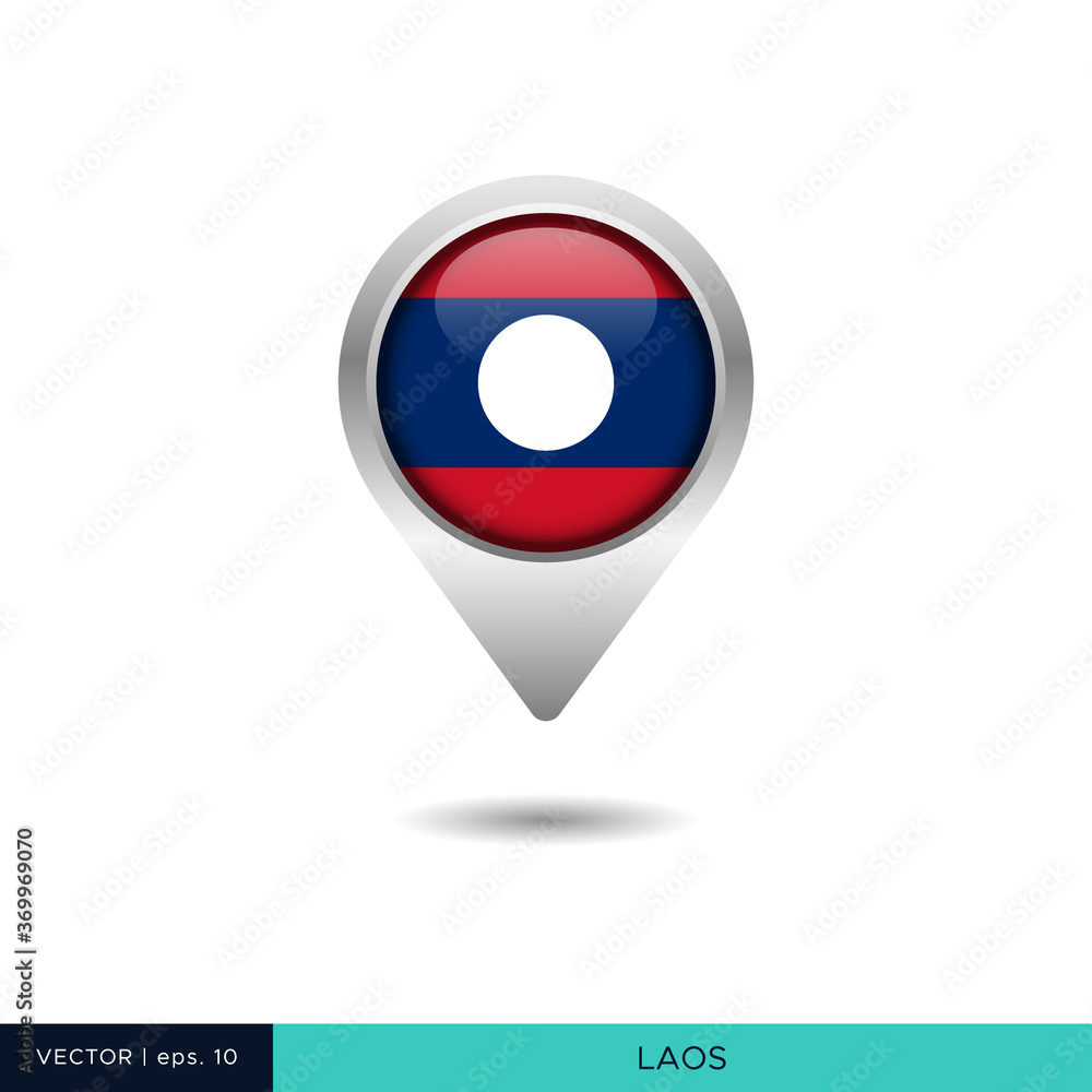 Laos flag map pin vector design template Laos flag map pin vector design template