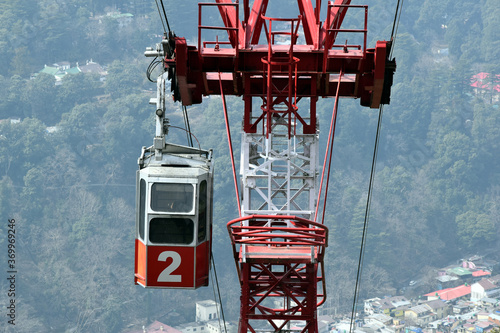 Beautiful picture of rope way and tower in Nainital