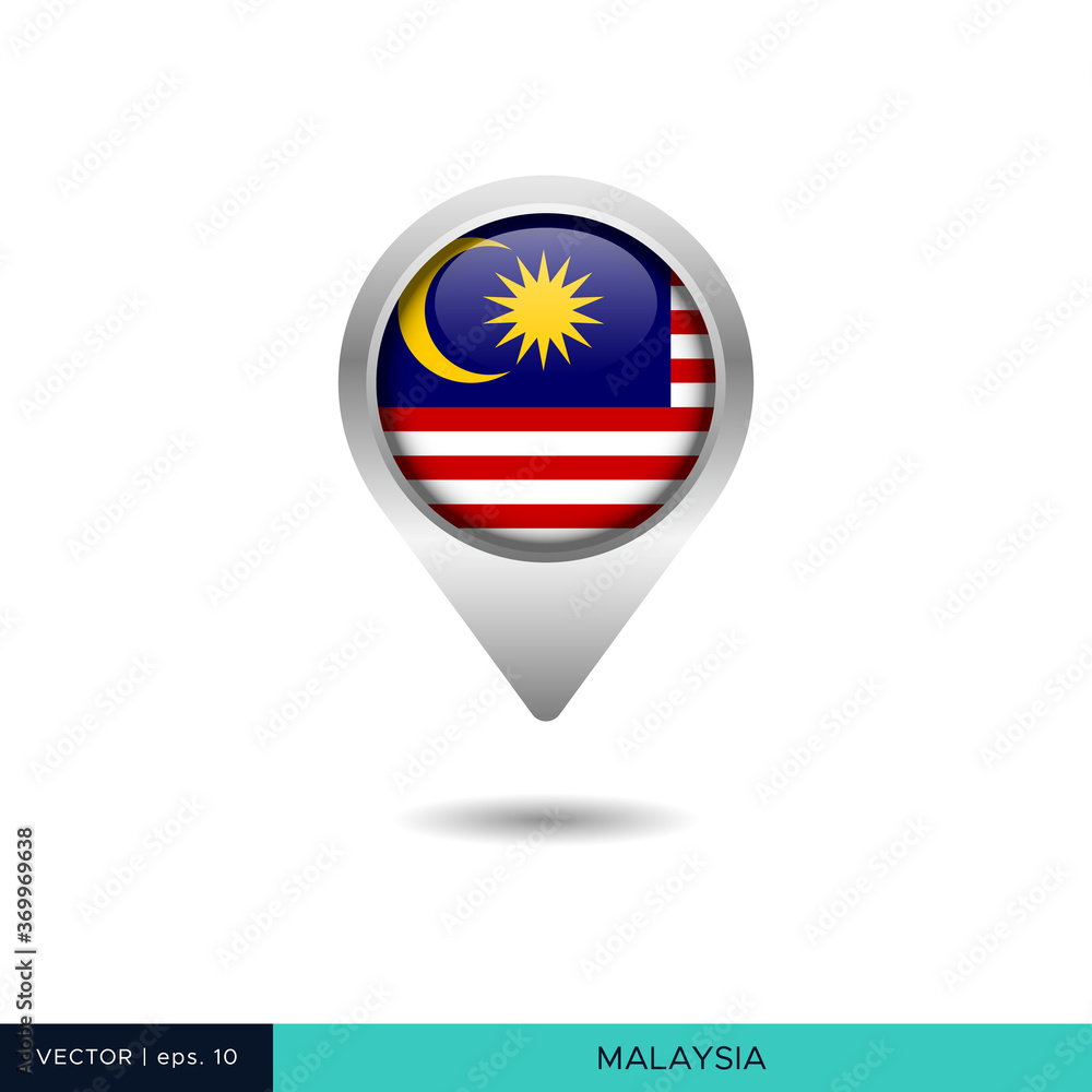 Malaysia flag map pin vector design template Malaysia flag map pin vector design template