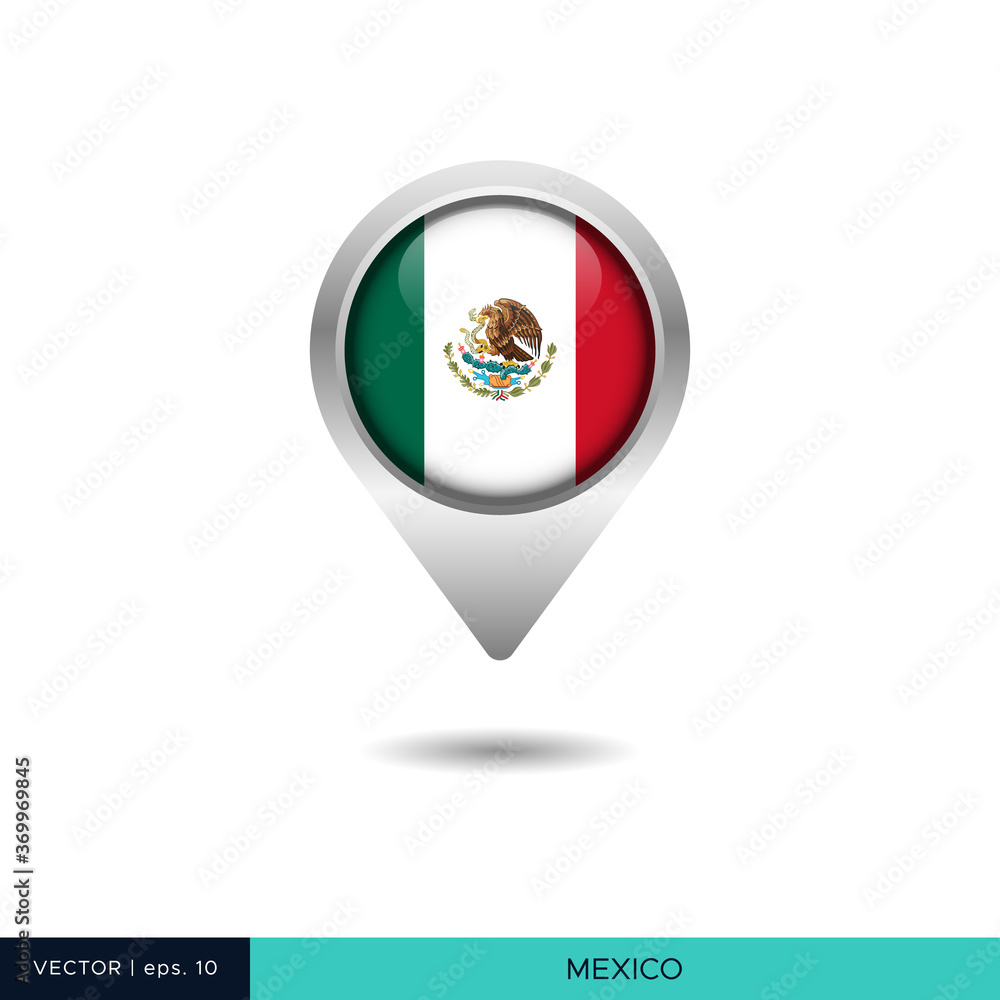 Mexico flag map pin vector design template Mexico flag map pin vector design template