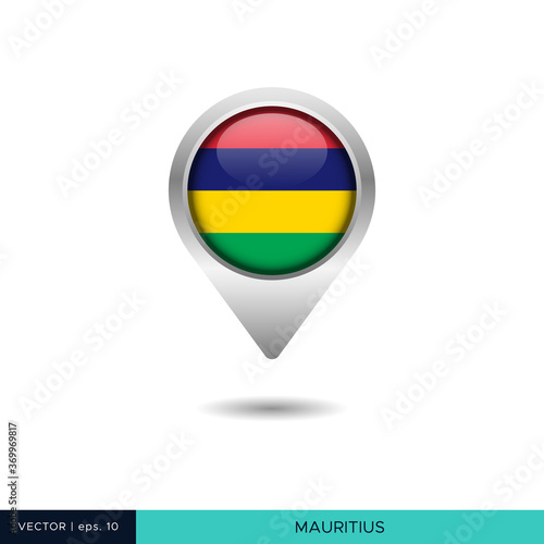 Free Download Mauritius flag map pin vector design template - GFXLoad