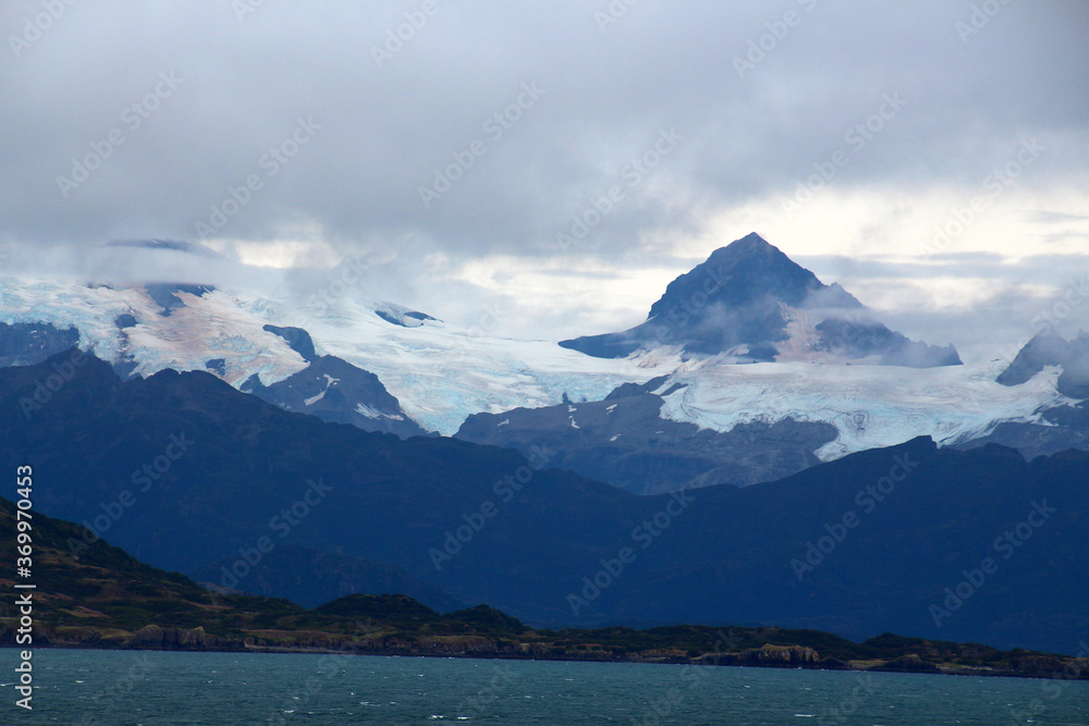 View of Mount Kukak and Devils Desk in Kukak Bay, Alaska, United States
