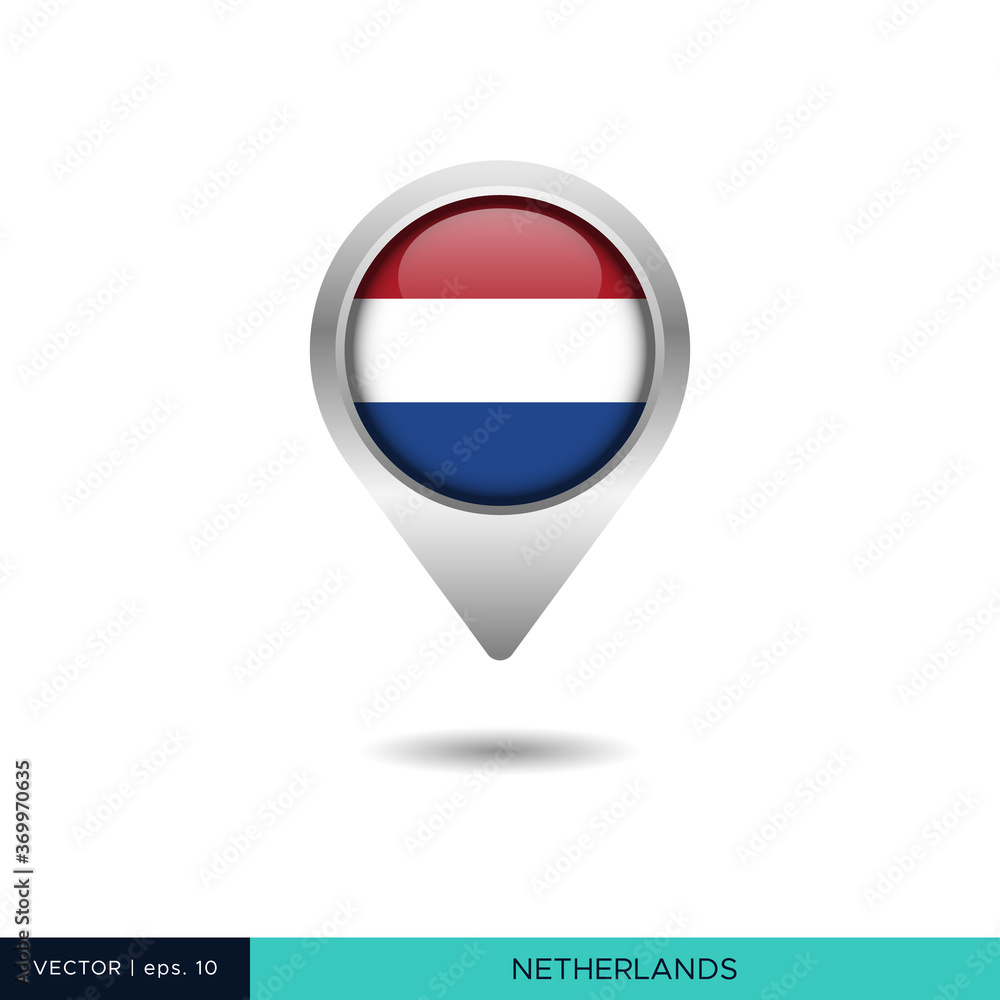 Netherlands flag map pin vector design template Netherlands flag map pin vector design template