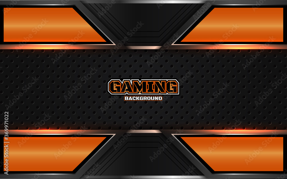 Abstract futuristic black and orange gaming background with modern ...