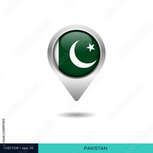 Pakistan flag map pin vector design template