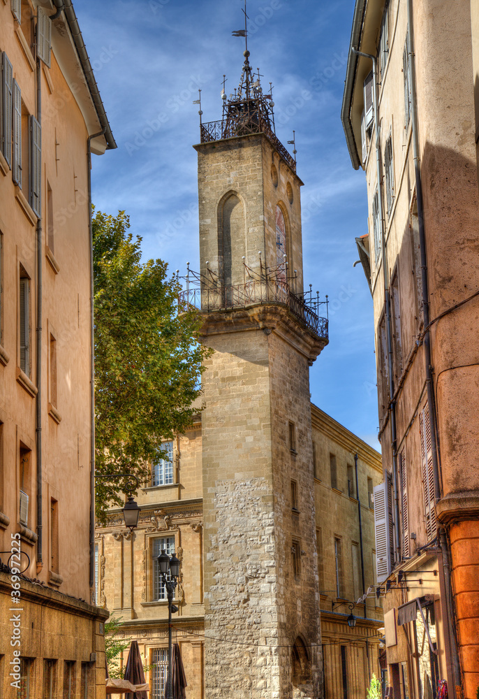 Tower of the old city hall of Aix-en-Provence, France