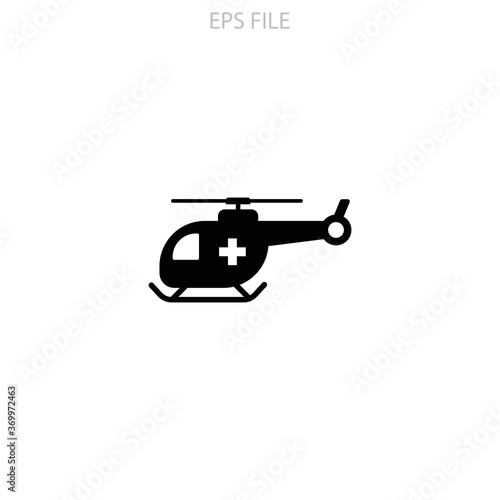 medical Helicopter icon for your website, logo, app, UI, product print. medical Helicopter concept flat Silhouette vector illustration icon © Singh Villasra