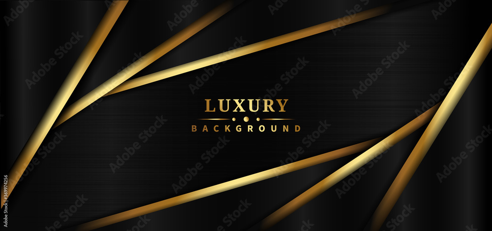 Abstract template black and golden triangle overlapping on black background luxury style. - obrazy, fototapety, plakaty 
