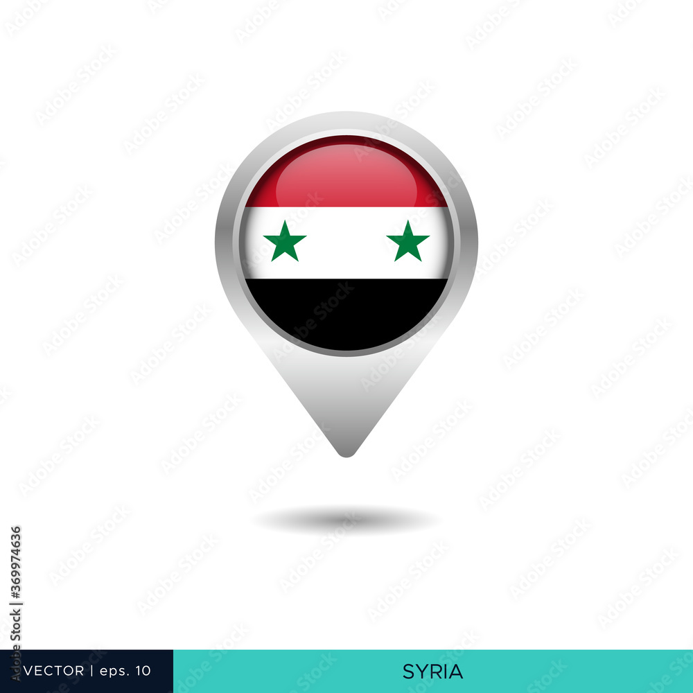 Obraz premium Syria flag map pin vector design template