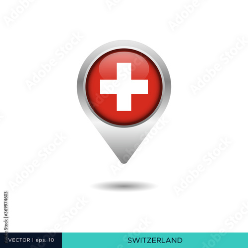 Switzerland flag map pin vector design template