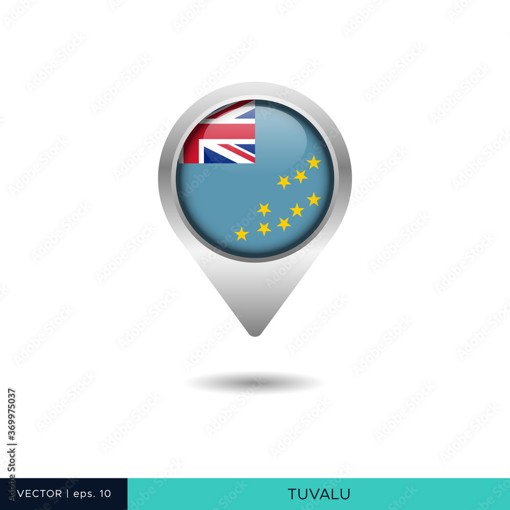 Tuvalu flag map pin vector design template Tuvalu flag map pin vector design template