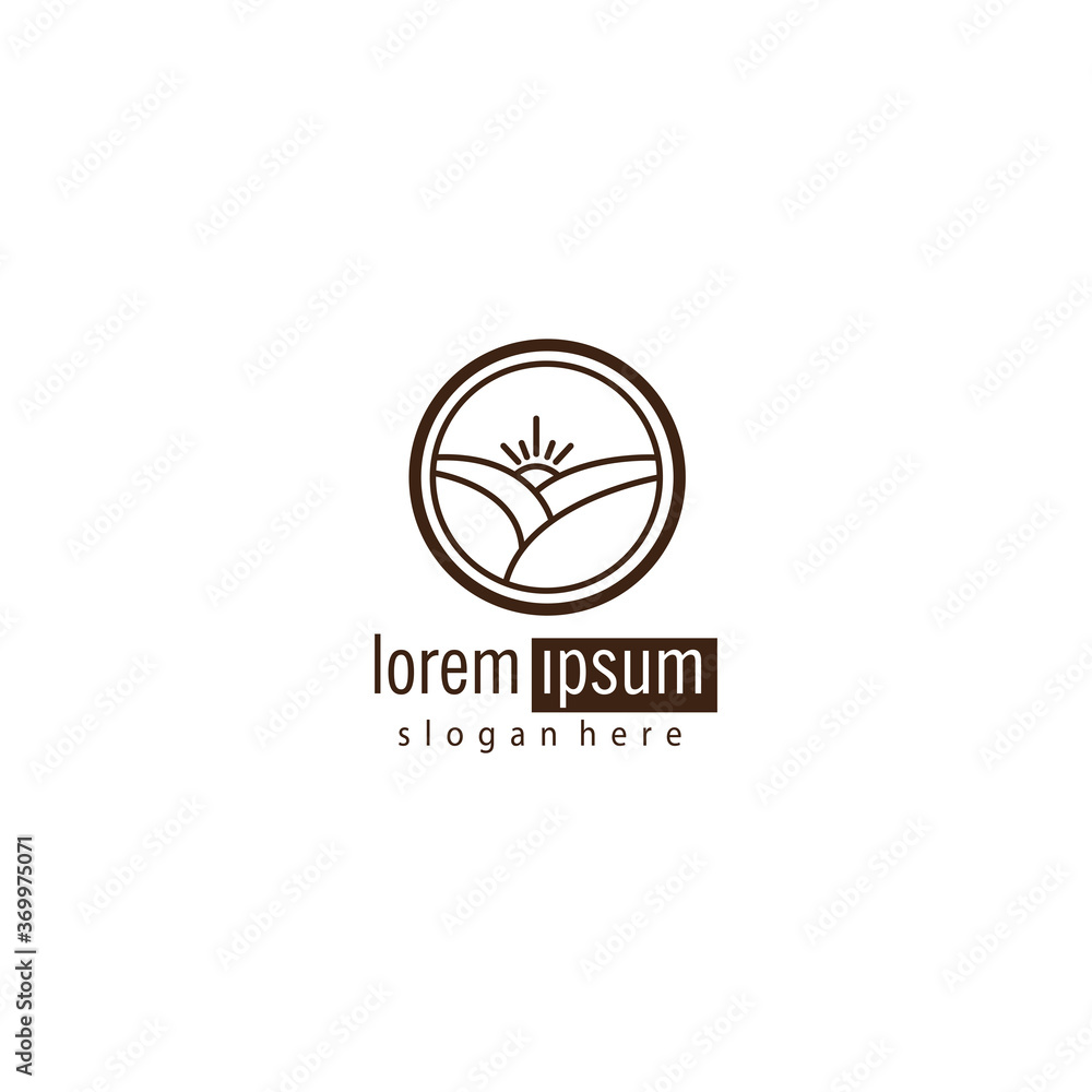 circle logo nature sunset line design vector template circle logo nature sunset line design vector template