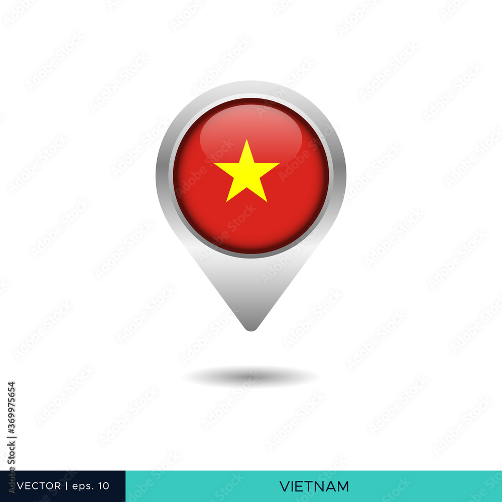 Vietnam flag map pin vector design template Vietnam flag map pin vector design template