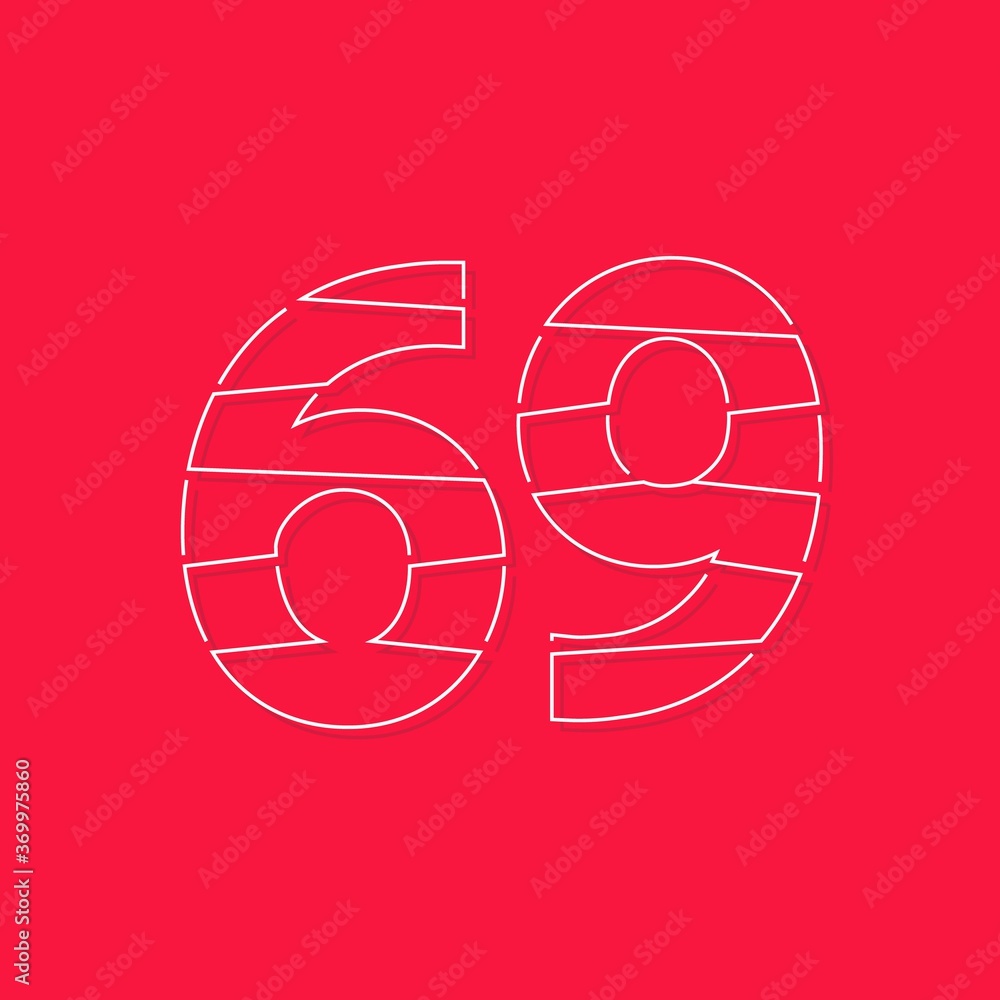 69 number, linear stroke font. Modern trendy, creative style design. For logo, brand label, design elements, corporate identity, application and more. İsolated vector illustration 69 number, linear stroke font. Modern trendy, creative style design. For logo, brand label, design elements, corporate identity, application and more. İsolated vector illustration