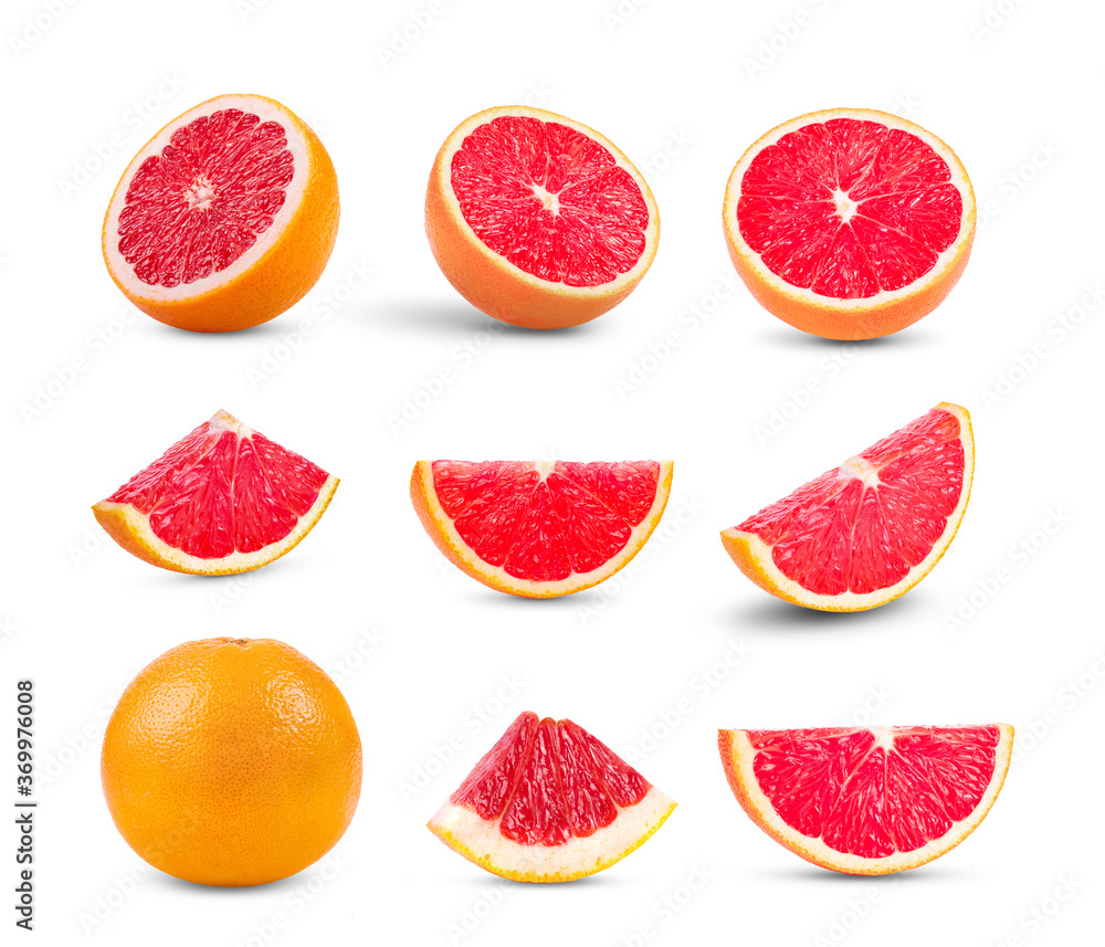 set of grapefruit on white background set of grapefruit on white background