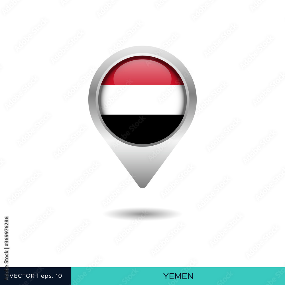 Yemen flag map pin vector design template Yemen flag map pin vector design template