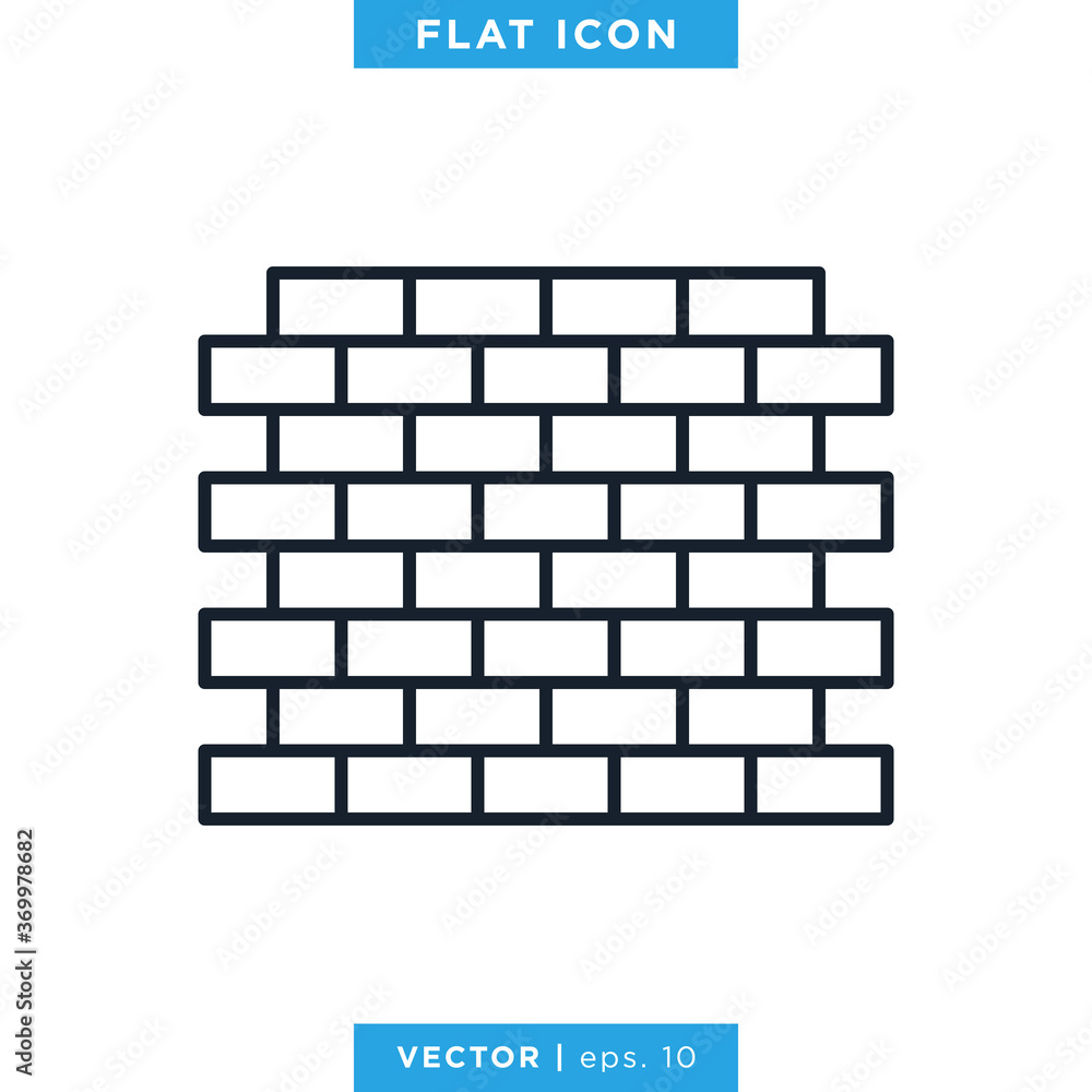 Brick Wall Icon Vector Design Template. Editable Stroke Brick Wall Icon Vector Design Template. Editable Stroke