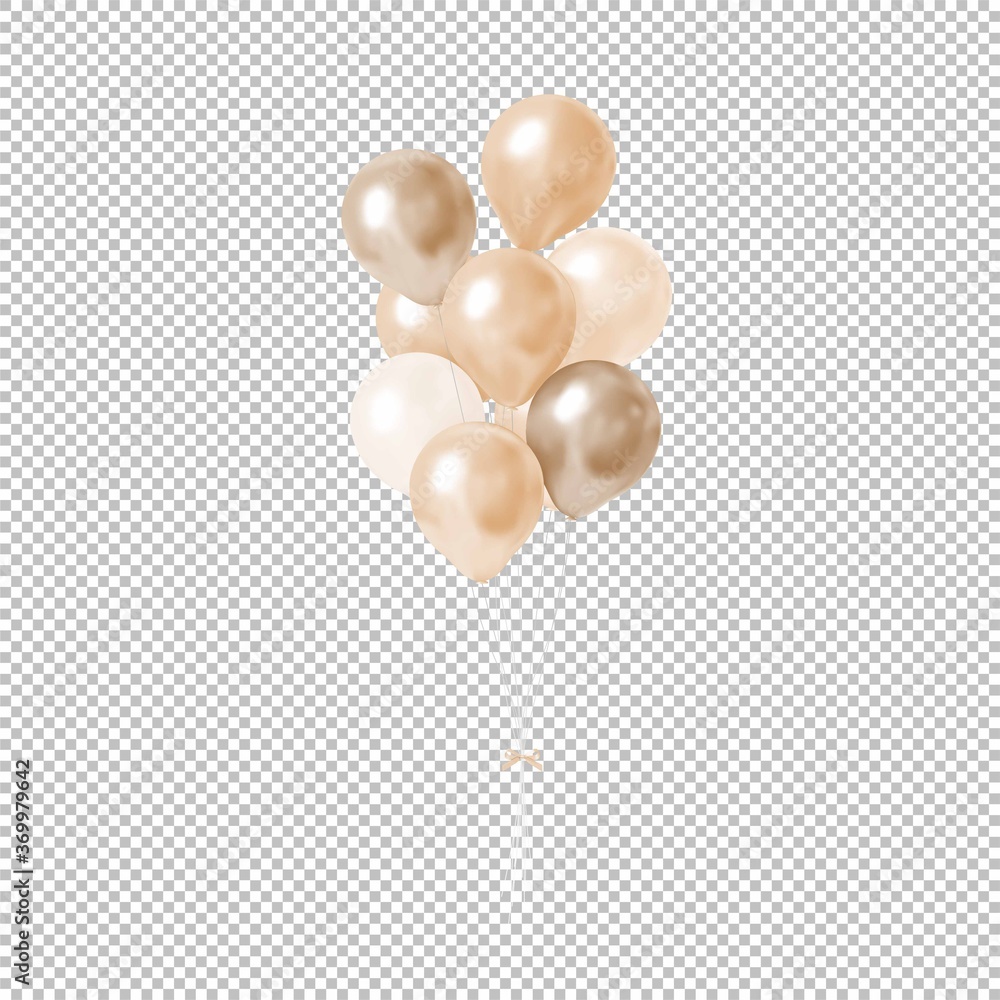 Realistic brown balloons isolated on transparent background. Vector