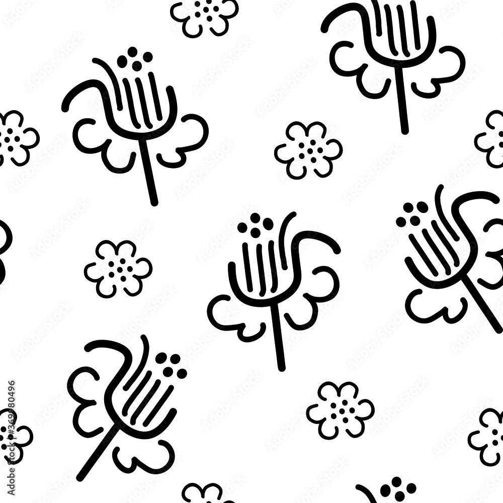 Fototapeta premium black chrysanthemums seamless patterns for wallpapers,textiles,printing on white background.