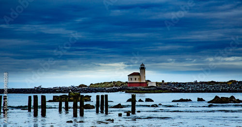 Bandon lighthouse and Coquille River, Oregon Coast