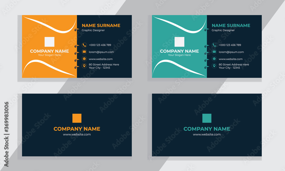 Corporate And Simple Style Business Card Vector Template, Or Personal Visiting Card. Corporate And Simple Style Business Card Vector Template, Or Personal Visiting Card.