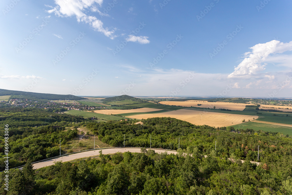 View of the Vertes mountains on a summer day in Hungary