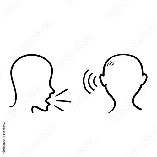 hand drawn doodle people speak and listen icon illustration vector isolated