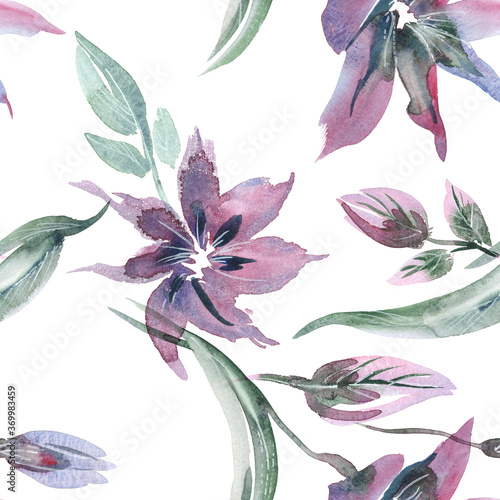 Floral Seamless Pattern. Watercolor Illustration.