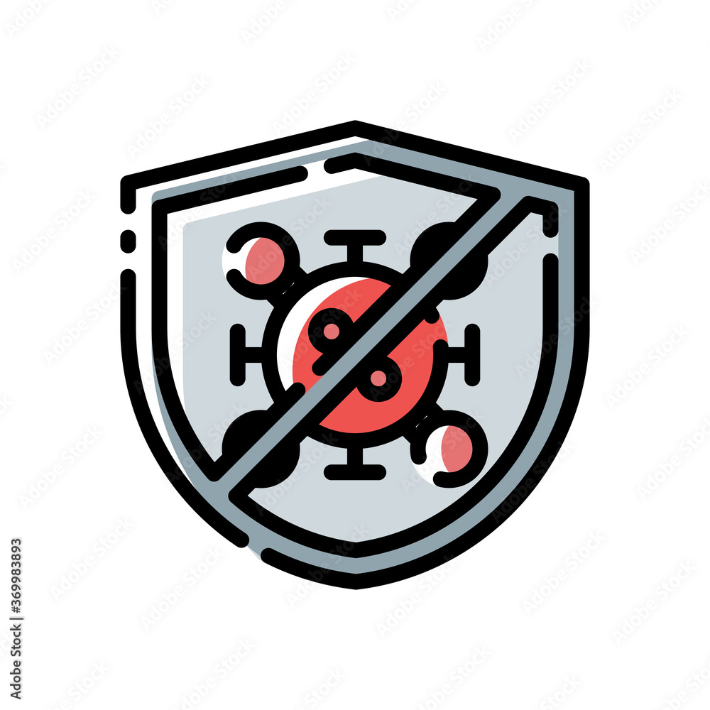 filled line style icon of coronavirus protection isolated on white background. EPS 10 filled line style icon of coronavirus protection isolated on white background. EPS 10