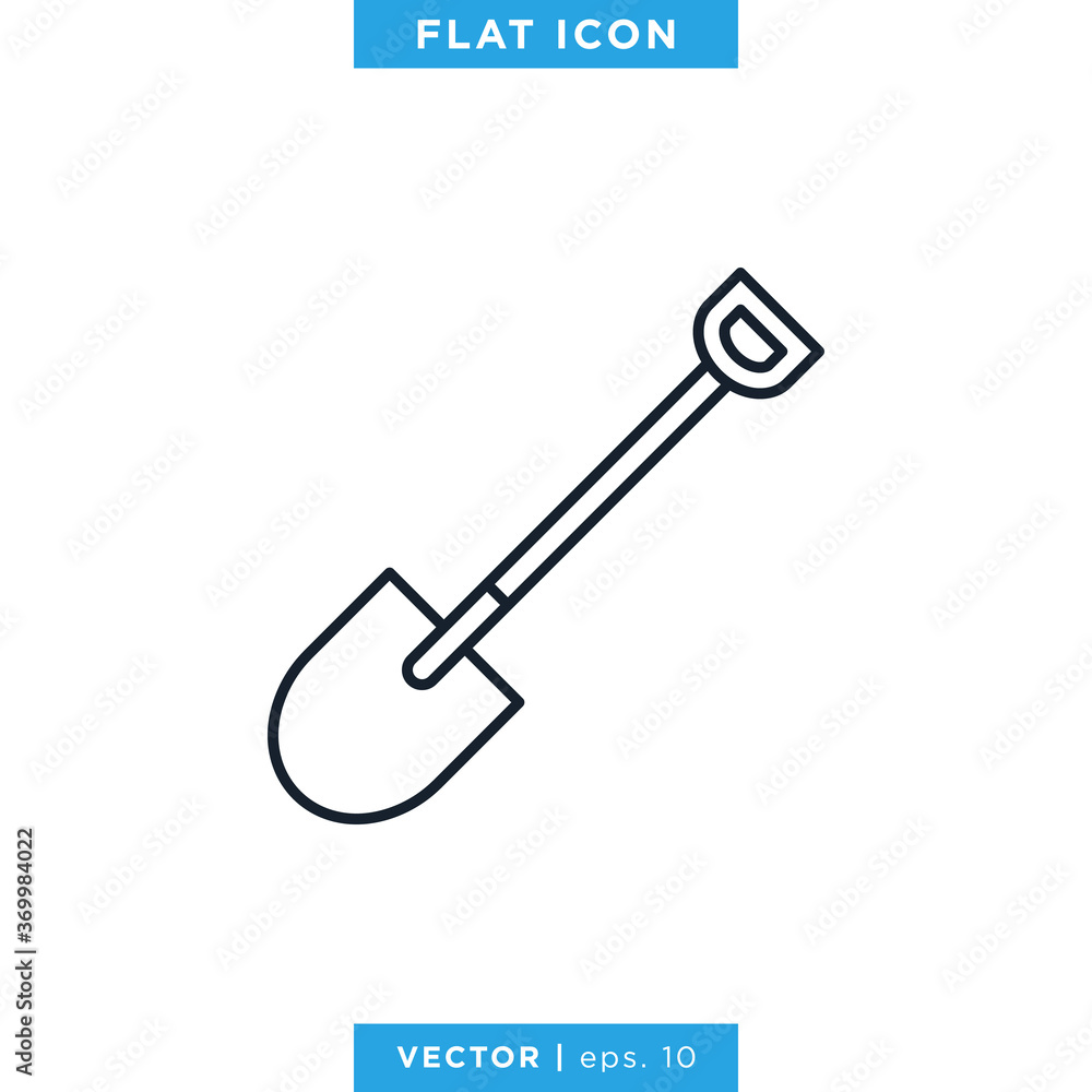 Shovel Icon Vector Design Template. Editable Stroke